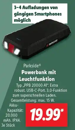 Lidl Parkside Powerbank mit Leuchtfunktion Angebot