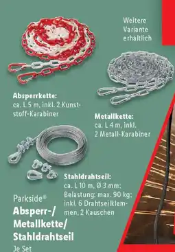 Lidl Parkside Absperr-/ Metallkette/ Stahldrahtseil Angebot