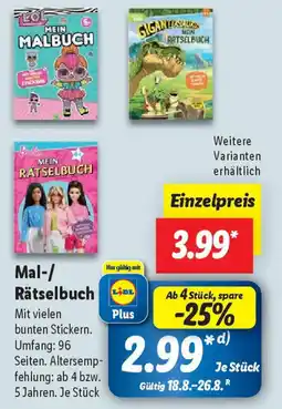 Lidl Mal-/ Rätselbuch Angebot