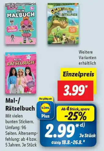 Lidl Mal-/ Rätselbuch Angebot