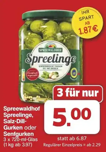 Famila Nord West Spreewaldhof Spreelinge, Salz-Dill- Gurken oder Senfgurken Angebot