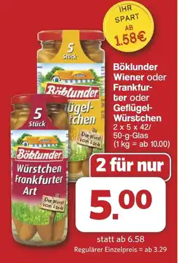Famila Nord West Böklunder Wiener oder Frankfur- ter oder Geflügel- Würstchen Angebot