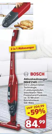 Famila Nord West BOSCH Akkustaubsauger BBHF214R Angebot