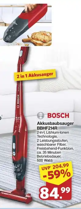 Famila Nord West BOSCH Akkustaubsauger BBHF214R Angebot