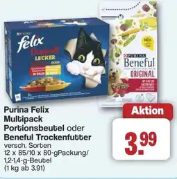 Famila Nord West Purina Felix Multipack Portionsbeutel oder Beneful Trockenfutter Angebot