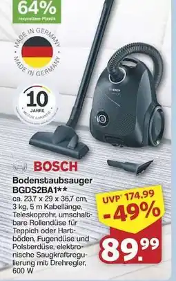 Famila Nord Ost Bodenstaubsauger BGDS2BA1 Angebot