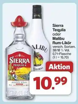 Famila Nord Ost Sierra Tequila oder Malibu Rum-Likör Angebot