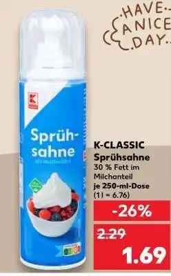 Kaufland K-CLASSIC Sprühsahne Angebot