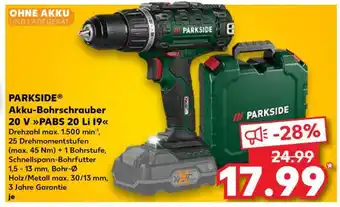 Kaufland PARKSIDE Akku-Bohrschrauber 20 V PABS 20 Li 19 Angebot