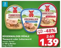 Kaufland RÜGENWALDER MÜHLE Teewurst oder Leberwurst Angebot