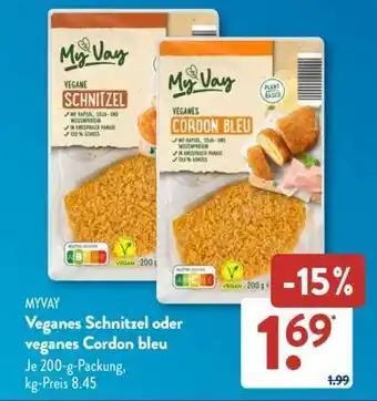 Aldi Süd MYVAY Veganes Schnitzel oder veganes Cordon bleu Angebot