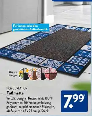 Aldi Süd HOME CREATION Fußmatte Angebot