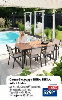 Aldi Süd Garten-Sitzgruppe SIERA SEDIA, inkl. 6 Stühle Angebot