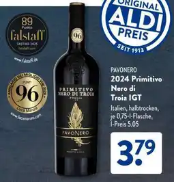 Aldi Süd Pavonero 2024 Primitivo Nero di Troia IGT Angebot