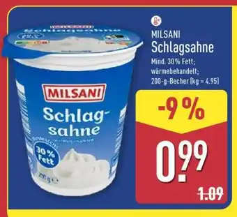 Aldi Nord MILSANI Schlagsahne Angebot