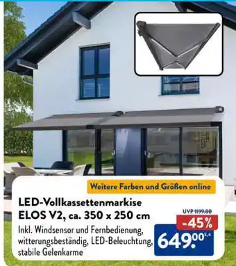 Aldi Süd LED-Vollkassettenmarkise ELOS V2, ca. 350 x 250 cm Angebot