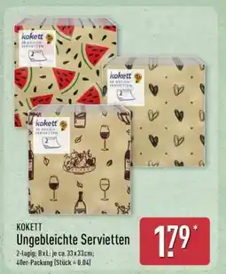 Aldi Nord KOKETT Ungebleichte Servietten Angebot