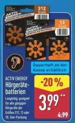 Aldi Nord ACTIV ENERGY Hörgerätebatterien Angebot