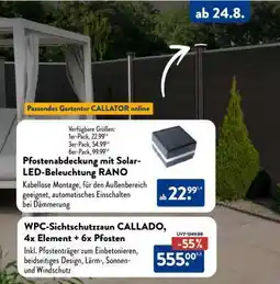 Aldi Nord WPC-Sichtschutzzaun CALLADO, 4x Element + 6x Pfosten Angebot