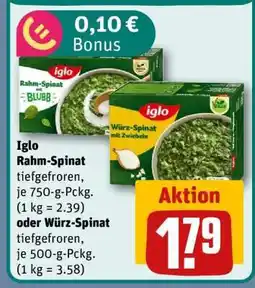 REWE Iglo Rahm-Spinat oder Würz-Spinat Angebot