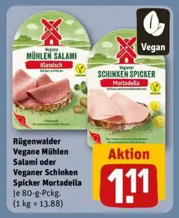 REWE Rügenwalder Vegane Mühlen Salami oder Veganer Schinken Spicker Mortadella Angebot