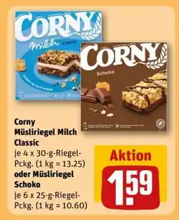 REWE Corny Müsliriegel Milch Classic oder Müsliriegel Schoko Angebot