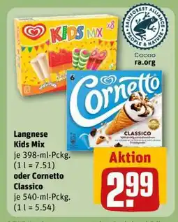 REWE Langnese Kids Mix oder Cornetto Classico Angebot