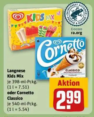 REWE Langnese Kids Mix oder Cornetto Classico Angebot