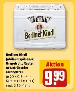 REWE Berliner Kindl Jubiläumspilsener, Grapefruit, Radler naturtrüb oder alkoholfrei Angebot