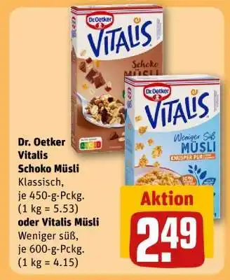 REWE Dr. Oetker Vitalis Schoko Müsli oder Vitalis Müsli Angebot