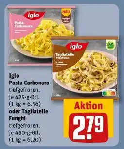 REWE Iglo Pasta Carbonara oder Tagliatelle Funghi Angebot