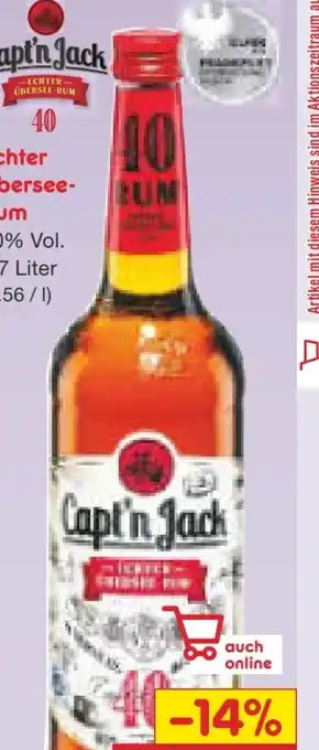 Netto Marken-Discount Capt’n Jack Echter Übersee-Rum Angebot