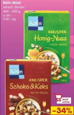 Netto Marken-Discount Kölln Müsli Knusper Schoko-Keks Angebot