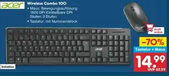 Netto Marken-Discount Acer Wireless Combo 100 Tastatur und Maus Angebot