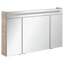 toom Baumarkt Fackelmann LED-Spiegelschrank 'B.Clever' braun glänzend 120 x 70,6 x 15,8 cm Angebot