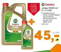 Globus Baumarkt Castrol ,,Edge 5W30 LL❝ 5 + 1 Liter Angebot