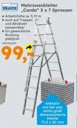 Globus Baumarkt KRAUSE Mehrzweckleiter ,,Corda" 3 x 7 Sprossen Angebot