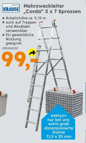 Globus Baumarkt KRAUSE Mehrzweckleiter ,,Corda" 3 x 7 Sprossen Angebot