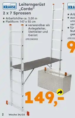 Globus Baumarkt KRAUSE Leiterngerüst ,,Corda" 2 x 7 Sprossen Angebot