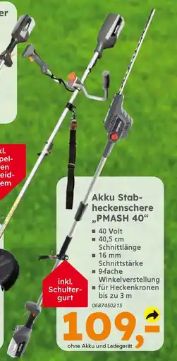 Globus Baumarkt PRIMASTER Akku Stab- heckenschere „PMASH 40" Angebot