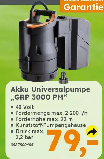 Globus Baumarkt PRIMASTER Akku Universalpumpe ,,GRP 3000 PM❝ Angebot