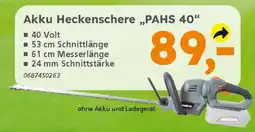 Globus Baumarkt PRIMASTER Akku Heckenschere „,PAHS 40" Angebot