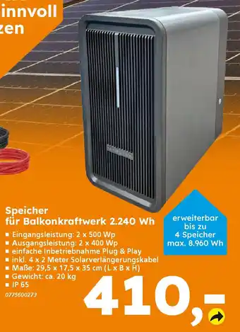 Globus Baumarkt Speicher für Balkonkraftwerk 2.240 Wh Angebot
