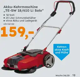 Globus Baumarkt Einhell Akku-Kehrmaschine ,TE-SW 18/610 Li Solo" Angebot
