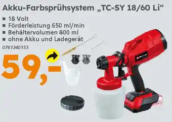 Globus Baumarkt Einhell Akku-Farbsprühsystem „TC-SY 18/60 Li" Angebot
