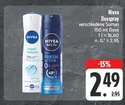 Edeka Nivea fresh natural deospray Angebot