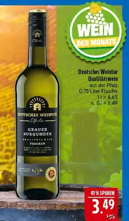 Marktkauf Deutsches weintor grauer burgunder qualitätswein trocken Angebot