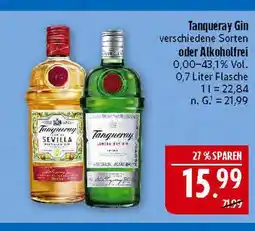 Marktkauf Tanqueray tanqueray gin verschiedene sorten oder alkoholfrei Angebot
