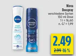 diska Nivea deospray fresh natural Angebot