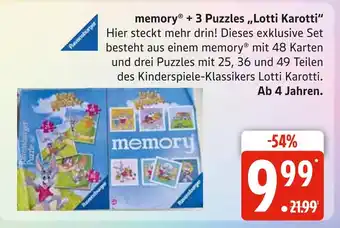 Marktkauf Ravensburger memory + 3 puzzles lotti karotti Angebot